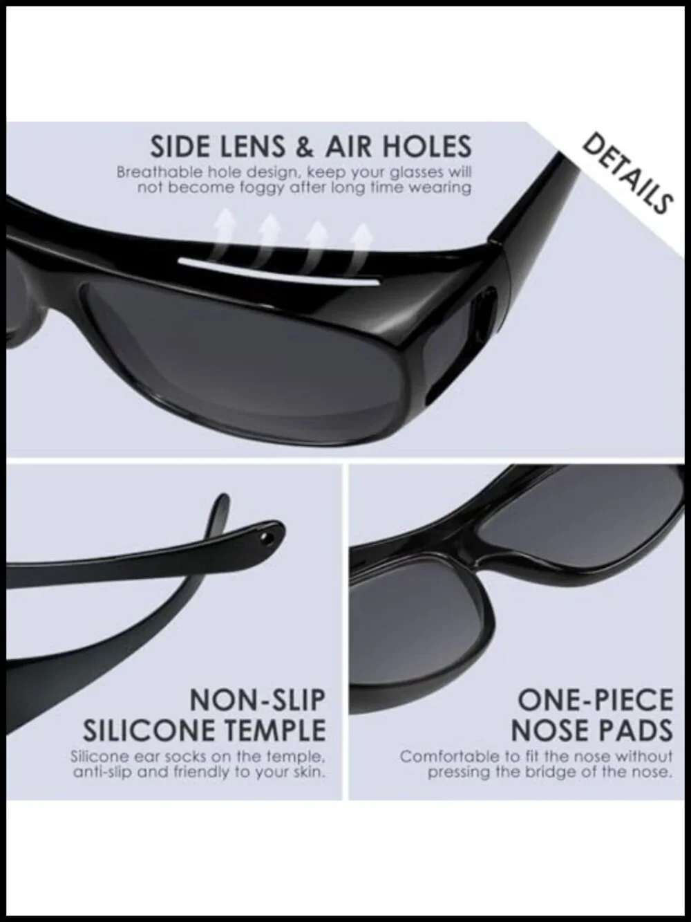 Fit Over Glasses Sunglasses Anti Glare Polarized Night Vision HD Yellow Lens